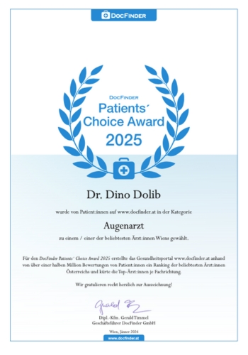 Experten Prof. Dr. Dirisamer, PD Dr. Dr. Luft und Prof. Dr. Priglinger, DocFinder Patients’ Choice Award 2025